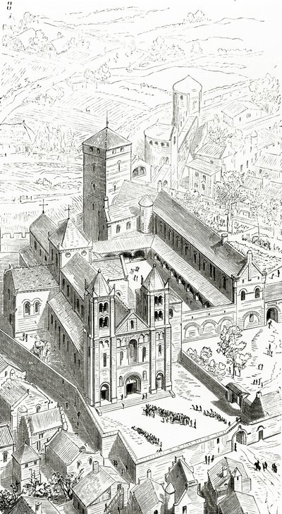 View of the Abbey of Cluny and the Carolingian Cathedral by Eugene Emmanuel Viollet le Duc